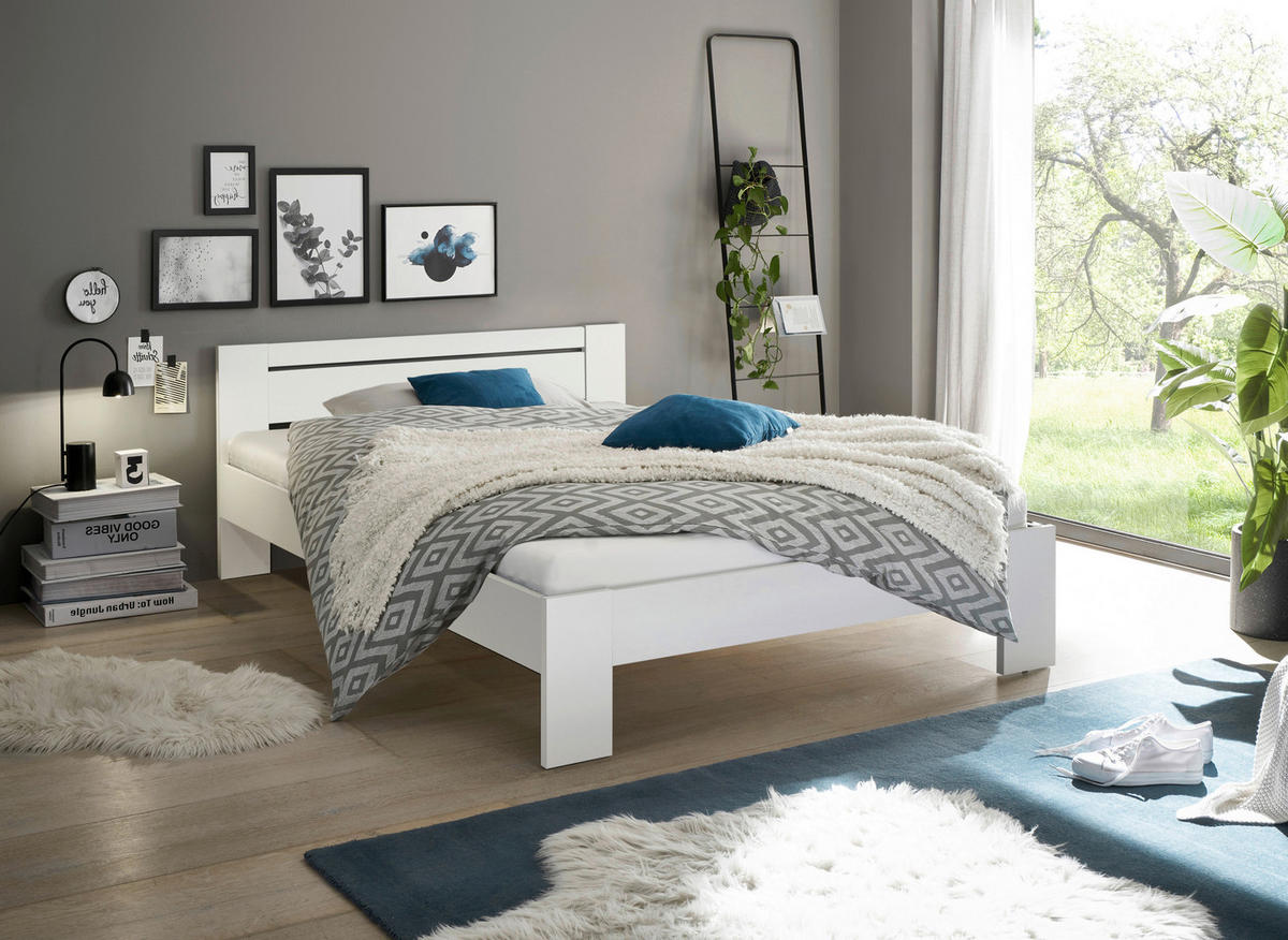 BETT 140/200 cm  in Weiß  - Weiß, KONVENTIONELL (140/200cm) - Boxxx