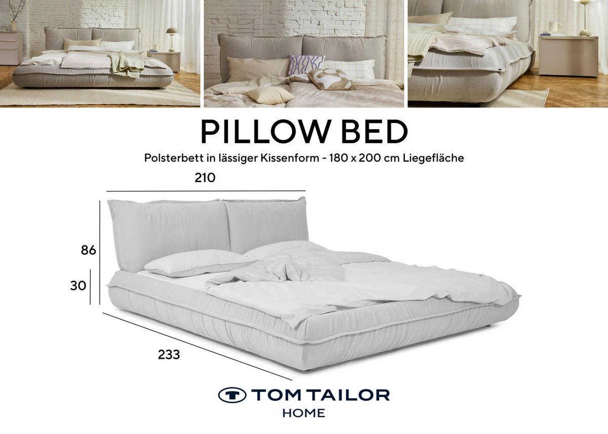 POLSTERBETT 180/200 cm,  in Beige,  - Beige/Schwarz, Design, Kunststoff/Textil (180/200cm) - Tom Tailor