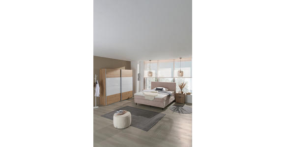 SCHWEBETÜRENSCHRANK  in Weiß, Eiche Artisan  - Alufarben/Eiche Artisan, KONVENTIONELL, Glas/Holzwerkstoff (226/210/62cm) - Xora