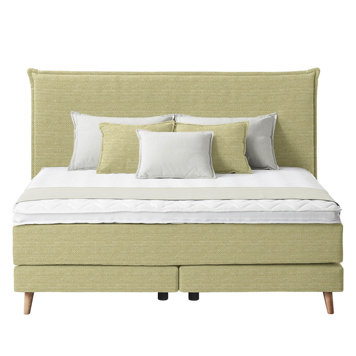 BOXSPRINGBETT 180/200 cm  in Gelb  - Eichefarben/Gelb, Design, Holzwerkstoff/Textil (180/200cm) - home24