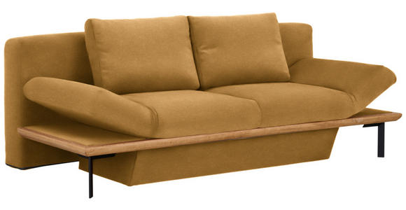 SCHLAFSOFA in Chenille Currygelb - Currygelb/Schwarz, MODERN, Holz/Textil (212/89/102cm) - Dieter Knoll