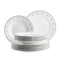 TAFELSERVICE Blau, Weiß LOVA 12-teilig  - Blau/Weiß, Basics, Keramik - Mäser