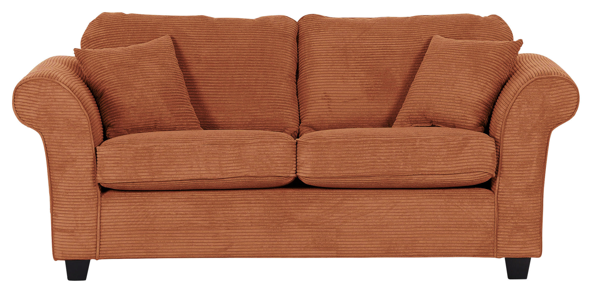 2-SITZER-SOFA Cord Rostfarben  - Rostfarben/Dunkelbraun, KONVENTIONELL, Holz/Textil (190/70/90cm) - home24
