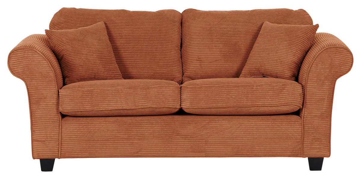 2-SITZER-SOFA in Cord Rostfarben  - Rostfarben/Dunkelbraun, Konventionell, Holz/Textil (190/70/90cm) - home24
