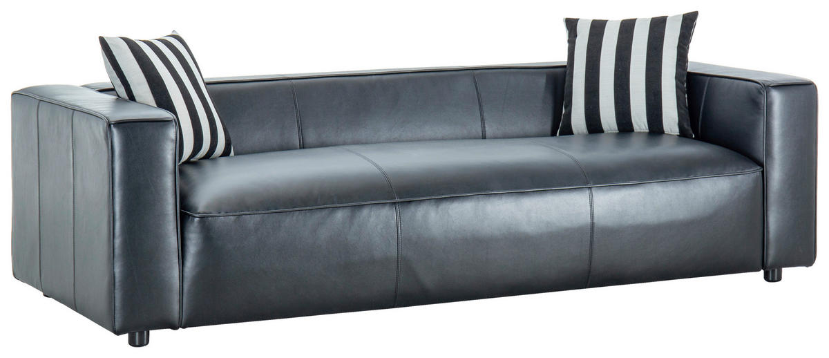 3-SITZER-SOFA LOTTA Lederlook Schwarz  - Schwarz/Weiß, Design, Kunststoff/Textil (232/66/95cm) - Livetastic