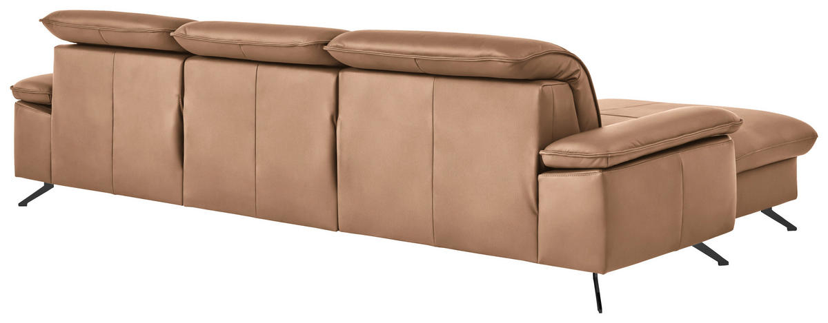 ECKSOFA  Echtleder Hellbraun  - Hellbraun/Schwarz, Design, Leder/Metall (169/307cm) - Beldomo Premium