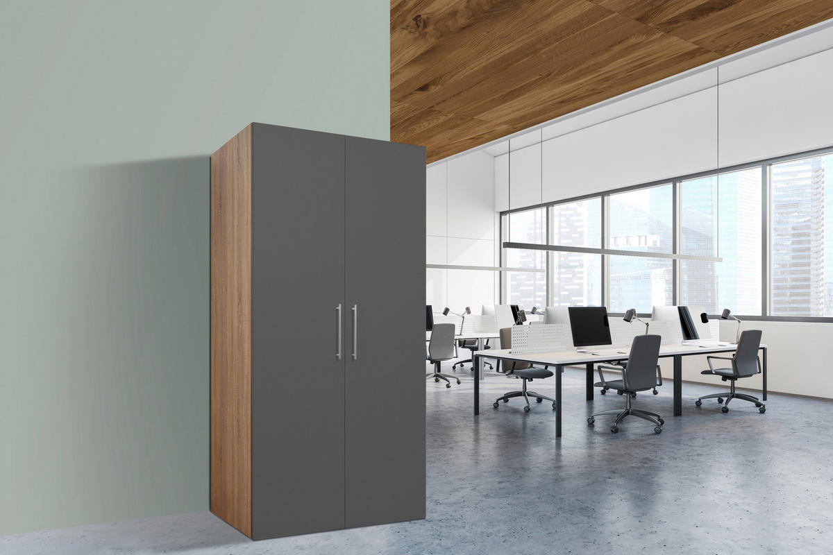 SCHRANKKÜCHE  104/193/67 cm  in Grau  - Edelstahlfarben/Eichefarben, KONVENTIONELL, Holzwerkstoff/Metall (104/193/67cm) - Respekta