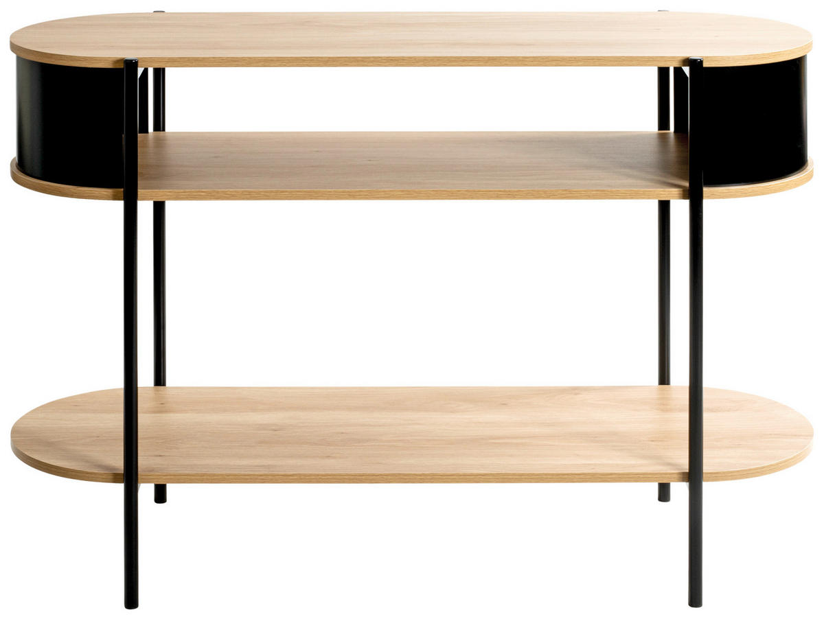 KONSOLENTISCH Schwarz, Eichefarben  - Eichefarben/Schwarz, Trend, Holzwerkstoff/Metall (110/39/76cm)