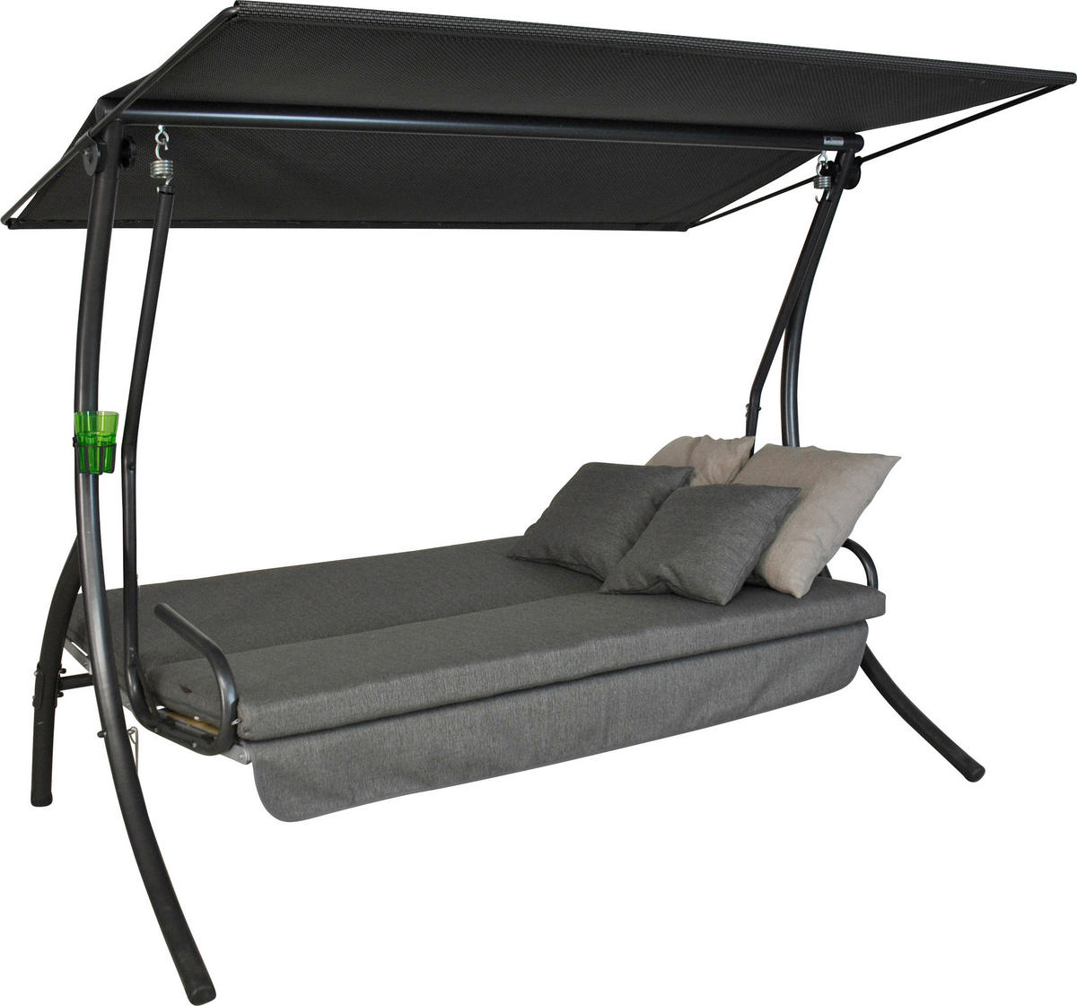 HOLLYWOODSCHAUKEL 210/160/145 cm  - Dunkelgrau/Anthrazit, Basics, Kunststoff/Textil (210/160/145cm) - Boxxx