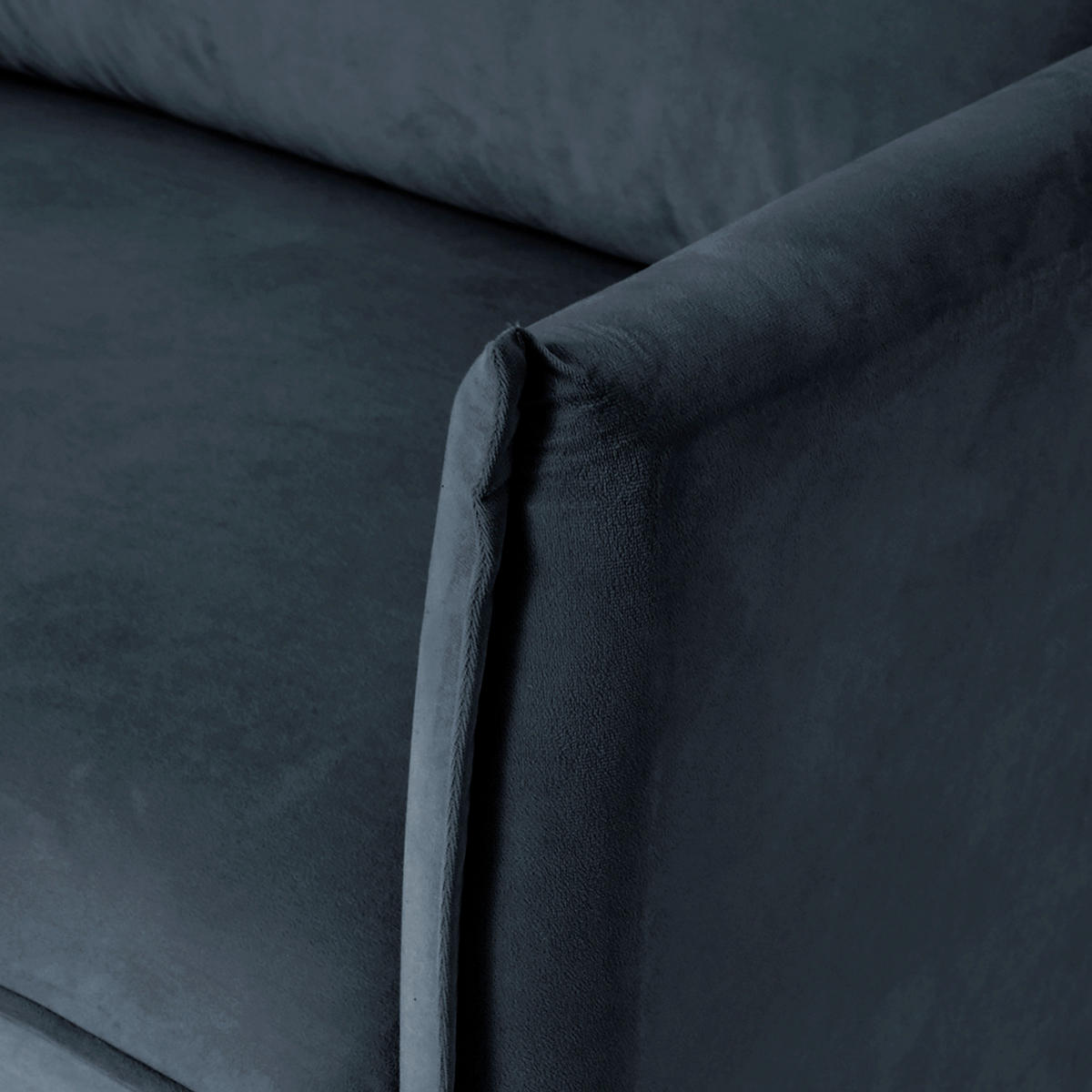 3-SITZER-SOFA JULI Samt Dunkelblau  - Schwarz/Dunkelblau, Design, Holz/Textil (203/86/100cm) - P & B