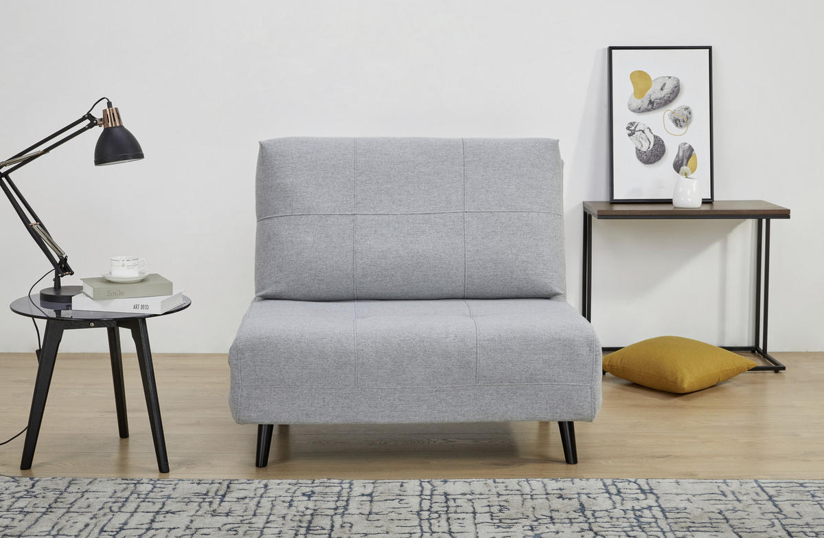 SCHLAFSESSEL in Webstoff Hellgrau  - Hellgrau/Schwarz, Design, Holz/Textil (102/89/85cm) - Ti'me