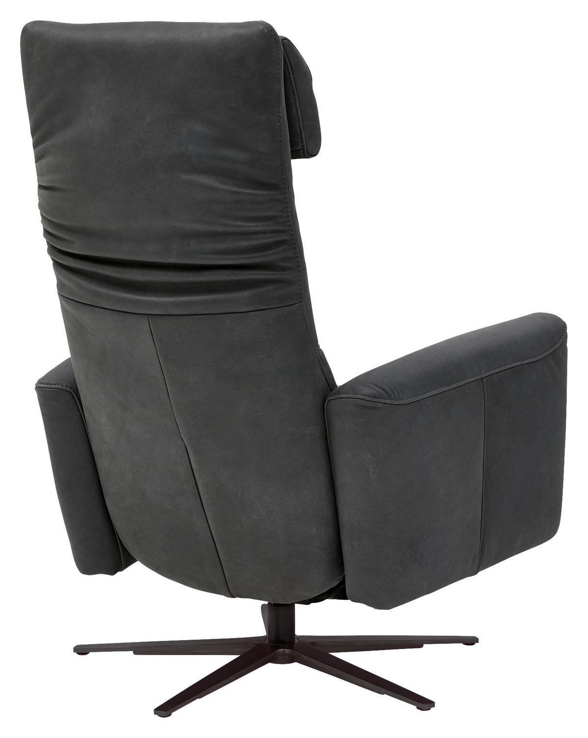 RELAXSESSEL Echtleder Relaxfunktion, Kopfteilverstellung, Rücken echt    - Schwarz/Graphitfarben, Design, Leder/Metall (74/88-117/82-183cm) - Musterring