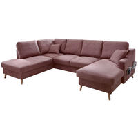 WOHNLANDSCHAFT in Struktur Rosa  - Naturfarben/Rosa, Konventionell, Holz/Textil (200/301/150cm) - P & B