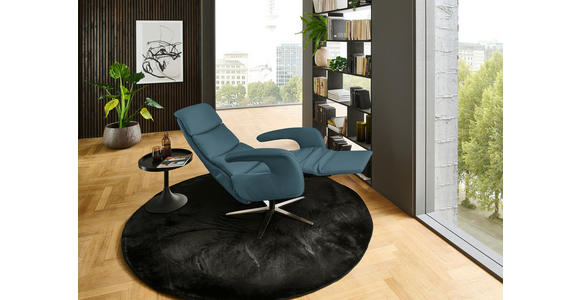 RELAXSESSEL in Leder Blau  - Blau/Edelstahlfarben, Design, Leder/Metall (76/119/86cm) - Dieter Knoll