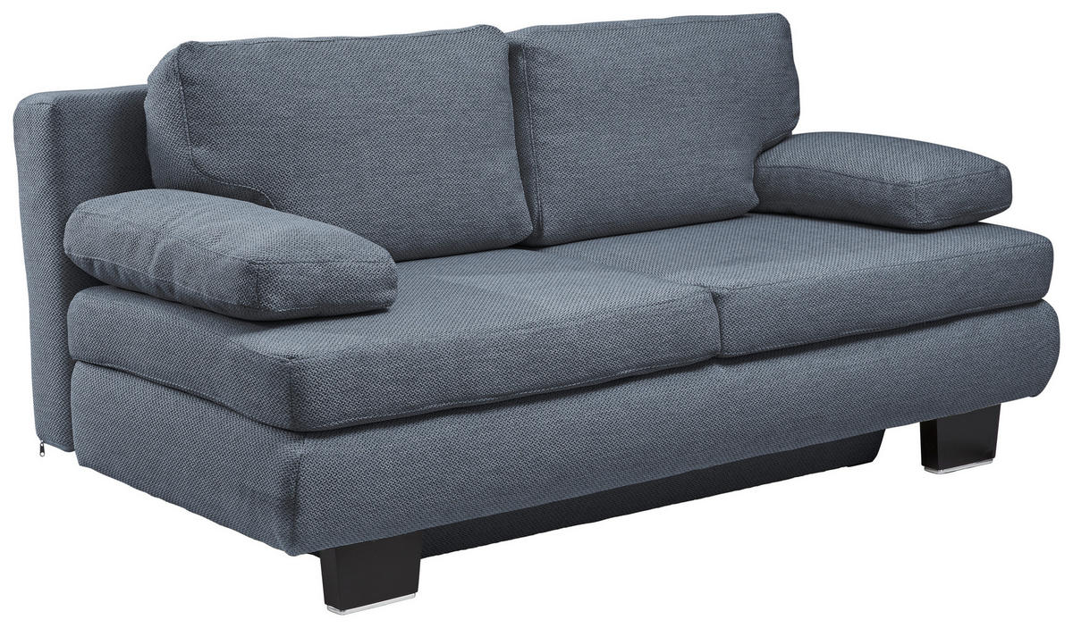 SCHLAFSOFA in Textil Blau, Grau  - Wengefarben/Blau, Design, Holz/Textil (203/94/100cm) - Novel