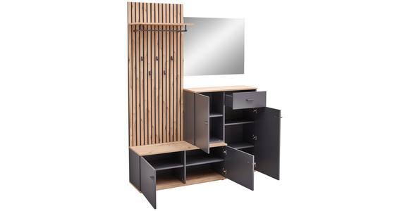 GARDEROBE  in 148/199/38 cm  - Anthrazit/Eiche Artisan, Design, Glas/Holzwerkstoff (148/199/38cm) - Xora