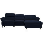 ECKSOFA in Echtleder Dunkelblau  - Schwarz/Dunkelblau, Natur, Leder/Metall (285/199cm) - Valnatura