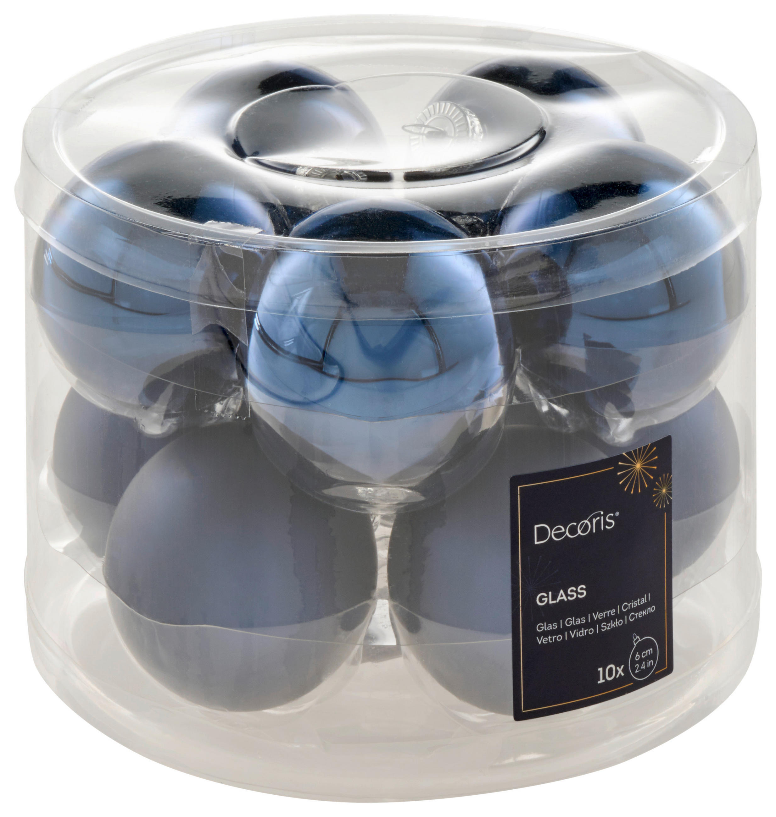 CHRISTBAUMKUGEL-SET 6 cm  - Dunkelblau, KONVENTIONELL, Glas (6cm)