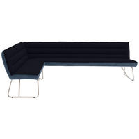 ECKBANK in Textil, Metall Dunkelblau, Edelstahlfarben, Blau  - Blau/Edelstahlfarben, Design, Textil/Metall (184/304cm) - Dieter Knoll
