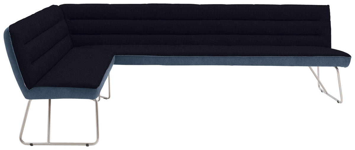 ECKBANK in Textil, Metall Dunkelblau, Edelstahlfarben, Blau  - Blau/Edelstahlfarben, Design, Textil/Metall (184/304cm) - Dieter Knoll