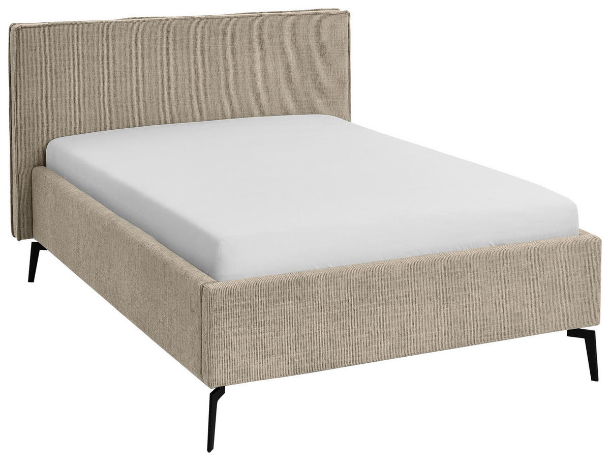 POLSTERBETT 140/200 cm  in Cappuccino  - Schwarz/Cappuccino, Design, Textil/Metall (140/200cm) - home24