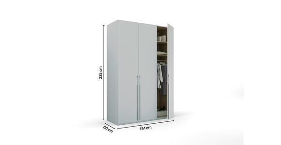 DREHTÜRENSCHRANK 151/235/60 cm 3-türig Grau - Grau, Trend, Holzwerkstoff/Metall (151/235/60cm) - Novel