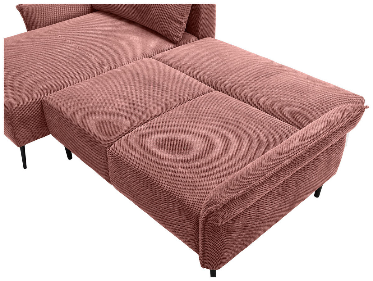ECKSOFA in Chenille Altrosa  164/255 cm  - Schwarz/Altrosa, KONVENTIONELL, Textil/Metall (164/255cm) - Carryhome