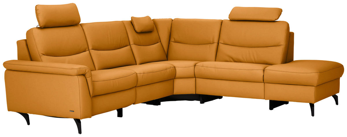 ECKSOFA in Echtleder Currygelb  280/249 cm  - Currygelb/Anthrazit, Design, Leder/Metall (280/249cm) - Himolla Komfortklass