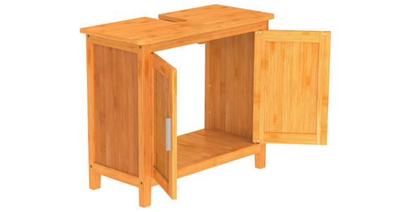 WASCHBECKENUNTERSCHRANK 67,0/60,0/28,0 cm - Silberfarben/Braun, Natur, Holz/Metall (67,0/60,0/28,0cm) - Carryhome