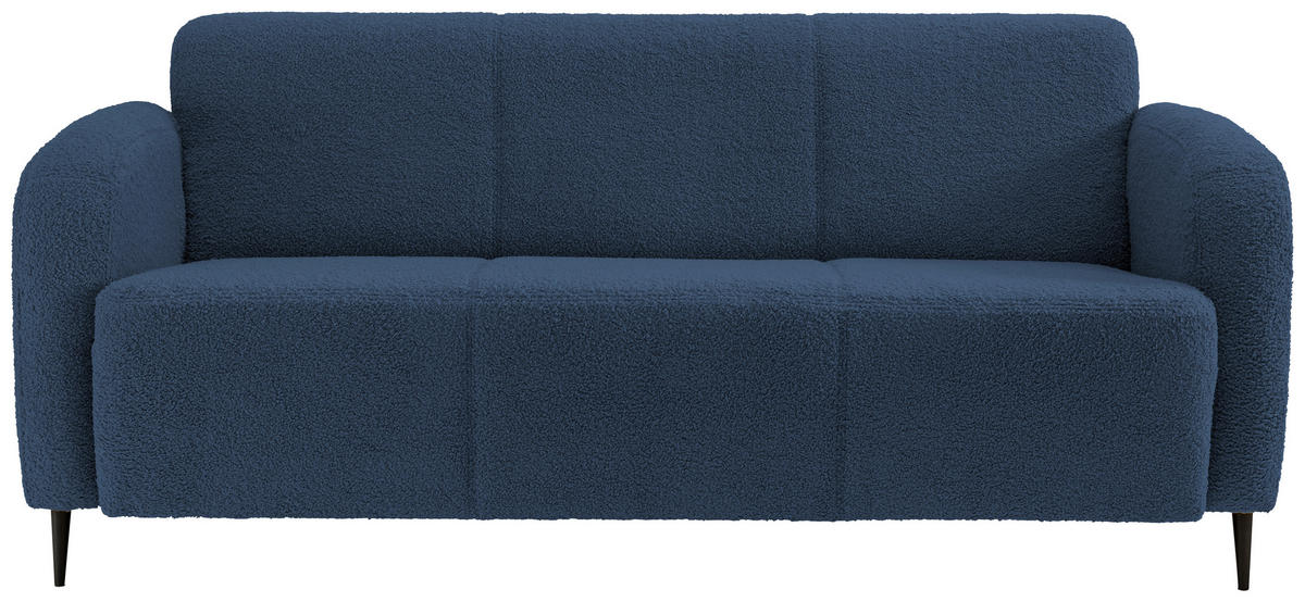 3-SITZER-SOFA Teddystoff Blau  - Blau/Schwarz, MODERN, Textil/Metall (180/76/90cm) - Livetastic