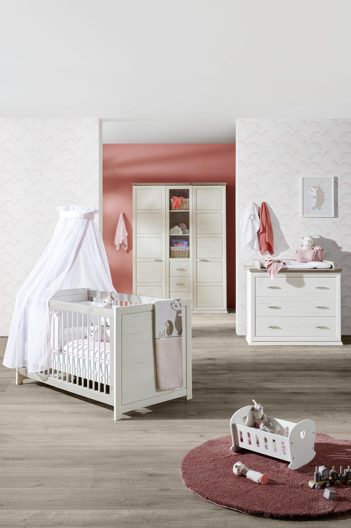 GITTERBETT CAMRON  145/76,50/80 cm   - Weiss/Grau, Natur, Holz/Holzwerkstoff (145/76,50/80cm) - My Baby Lou