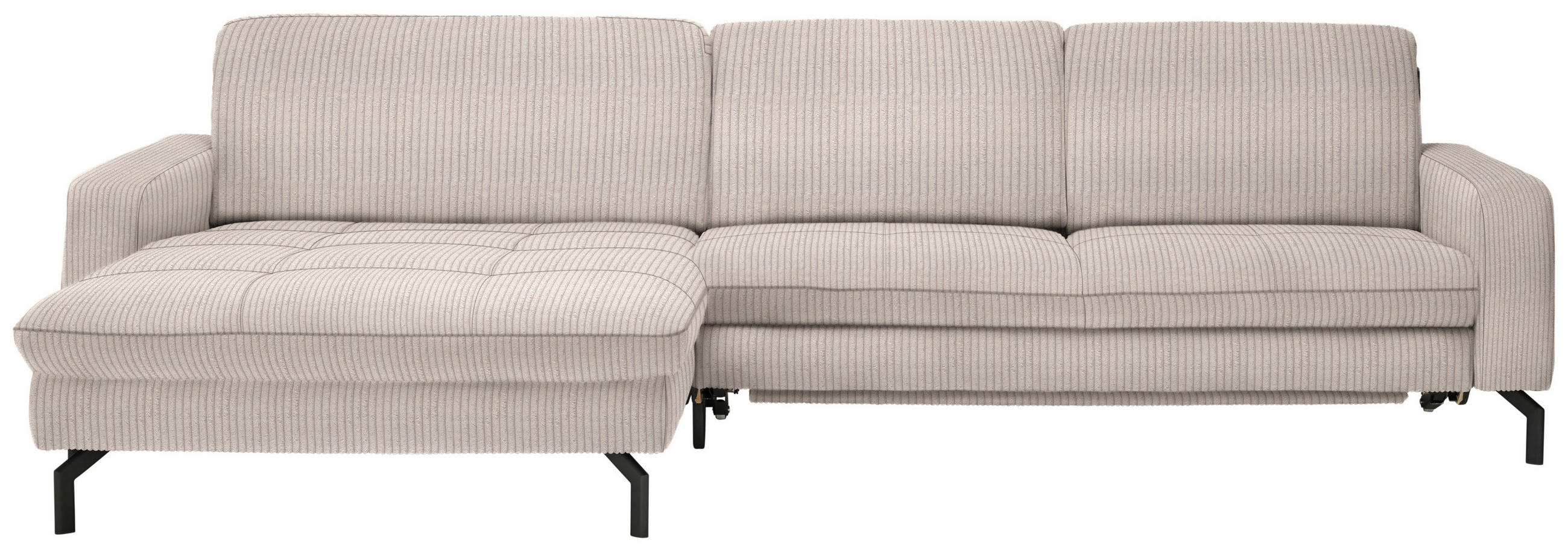 ECKSOFA in Cord Hellbraun  178/302 cm  - Hellbraun/Schwarz, Design, Textil/Metall (178/302cm) - Beldomo Style