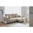 ECKSOFA Taupe Cord  - Taupe/Schwarz, KONVENTIONELL, Textil/Metall (250/185cm) - Carryhome