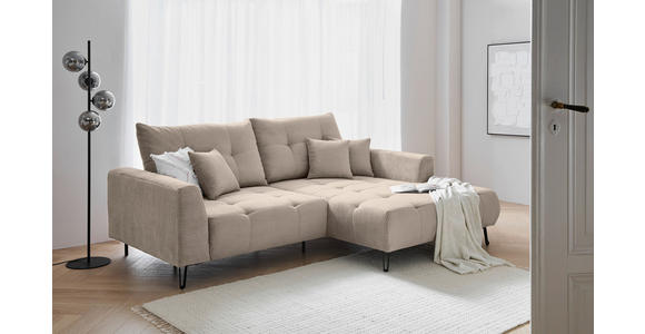 ECKSOFA in Cord Taupe  - Taupe/Schwarz, KONVENTIONELL, Textil/Metall (250/185cm) - Carryhome