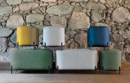 HOCKER in Metall, Textil Grau, Schwarz  - Schwarz/Grau, Trend, Textil/Metall (42/46/42cm) - Lomoco