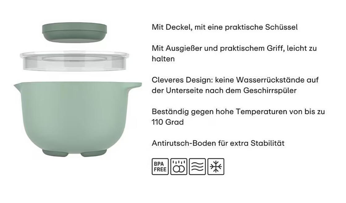 RÜHRSCHÜSSELSET - Salbeigrün, KONVENTIONELL, Kunststoff (26,4/22,3/16,7cm) - Mepal
