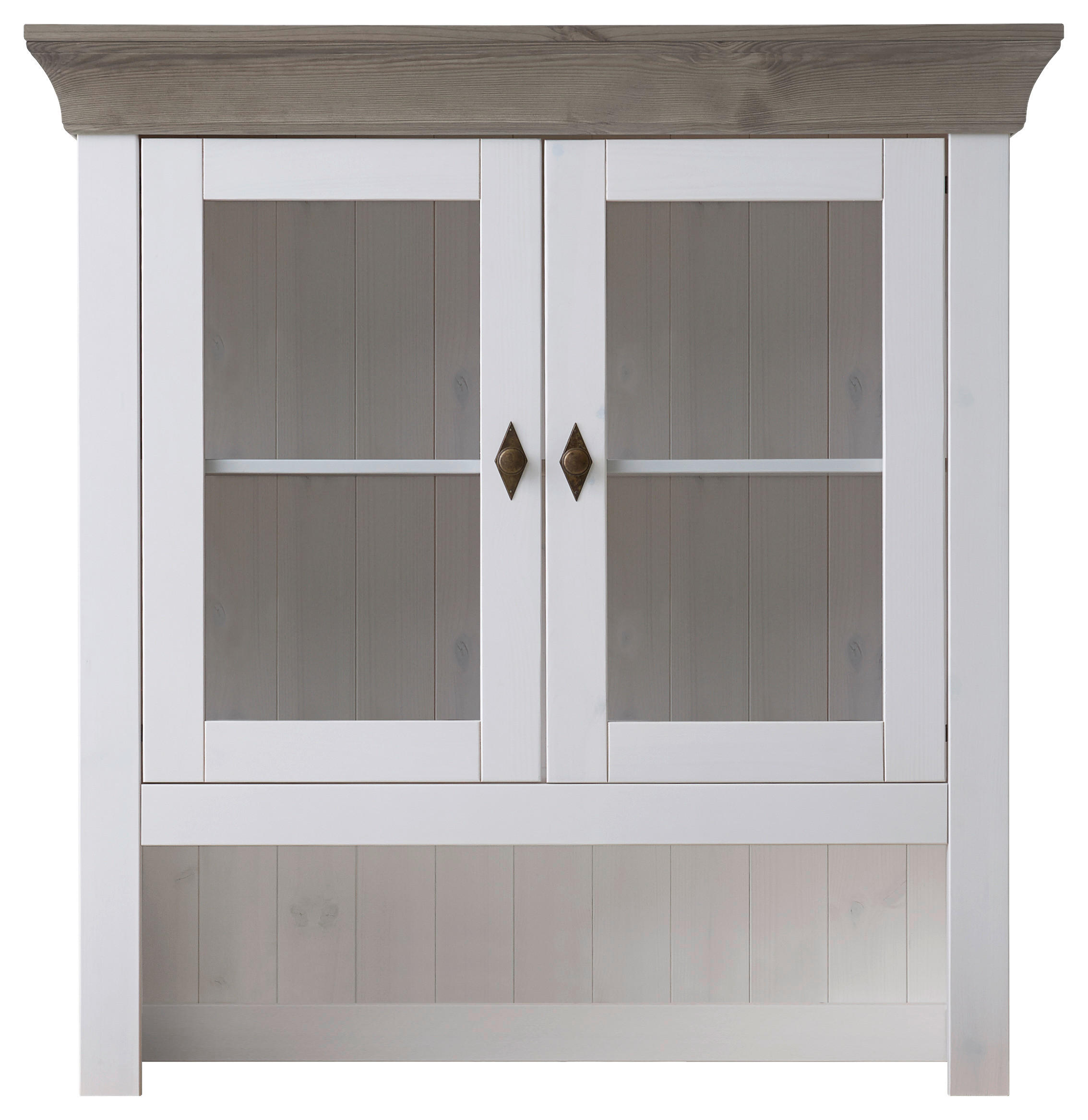 BUFFETAUFSATZ - Weiß/Grau, ROMANTIK / LANDHAUS, Glas/Holz (108/112/32cm) - Boxxx
