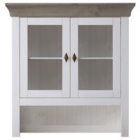 BUFFETAUFSATZ - Weiß/Grau, ROMANTIK / LANDHAUS, Glas/Holz (108/112/32cm) - Boxxx