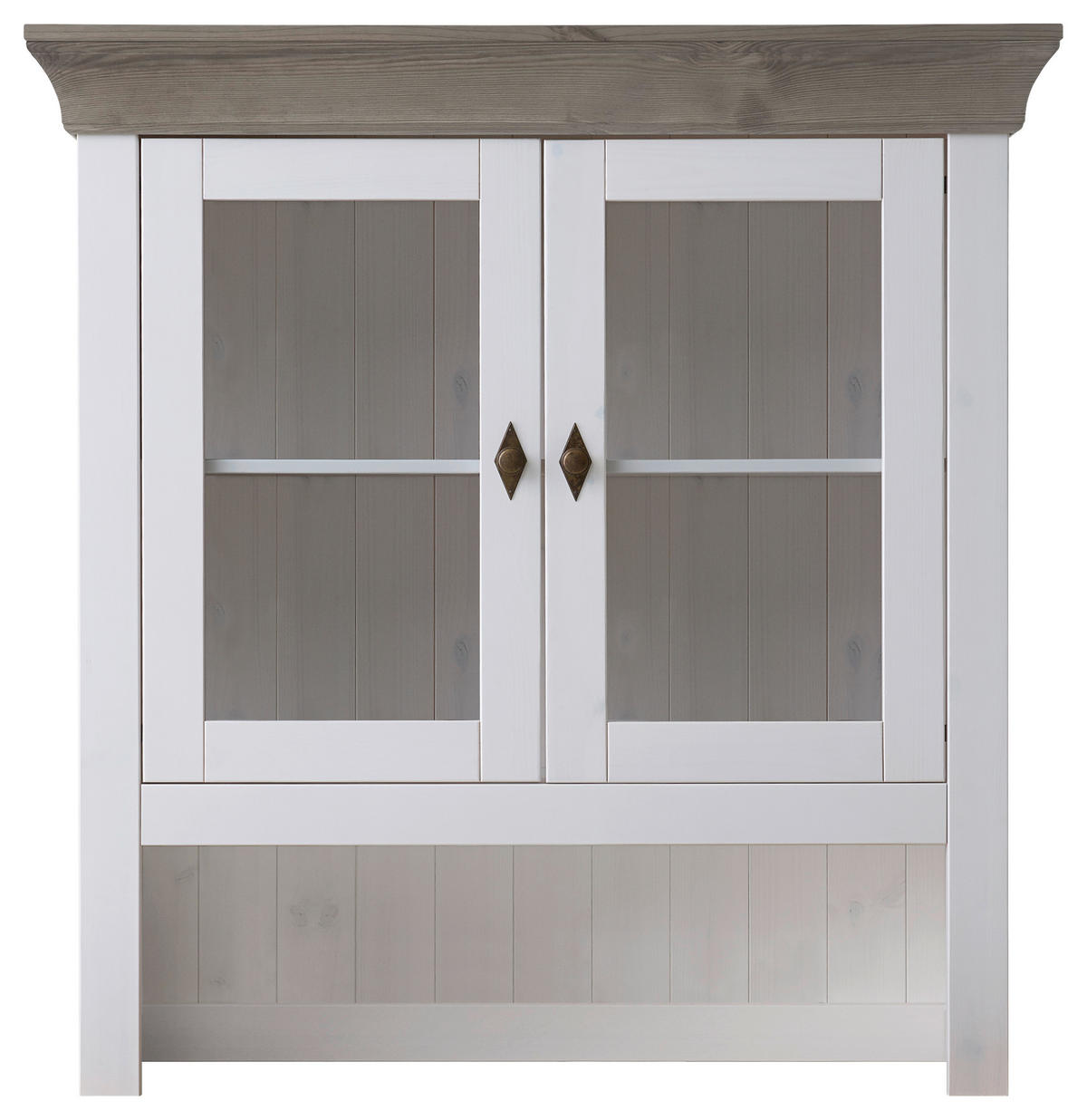 BUFFETAUFSATZ - Weiß/Grau, ROMANTIK / LANDHAUS, Glas/Holz (108/112/32cm) - Boxxx