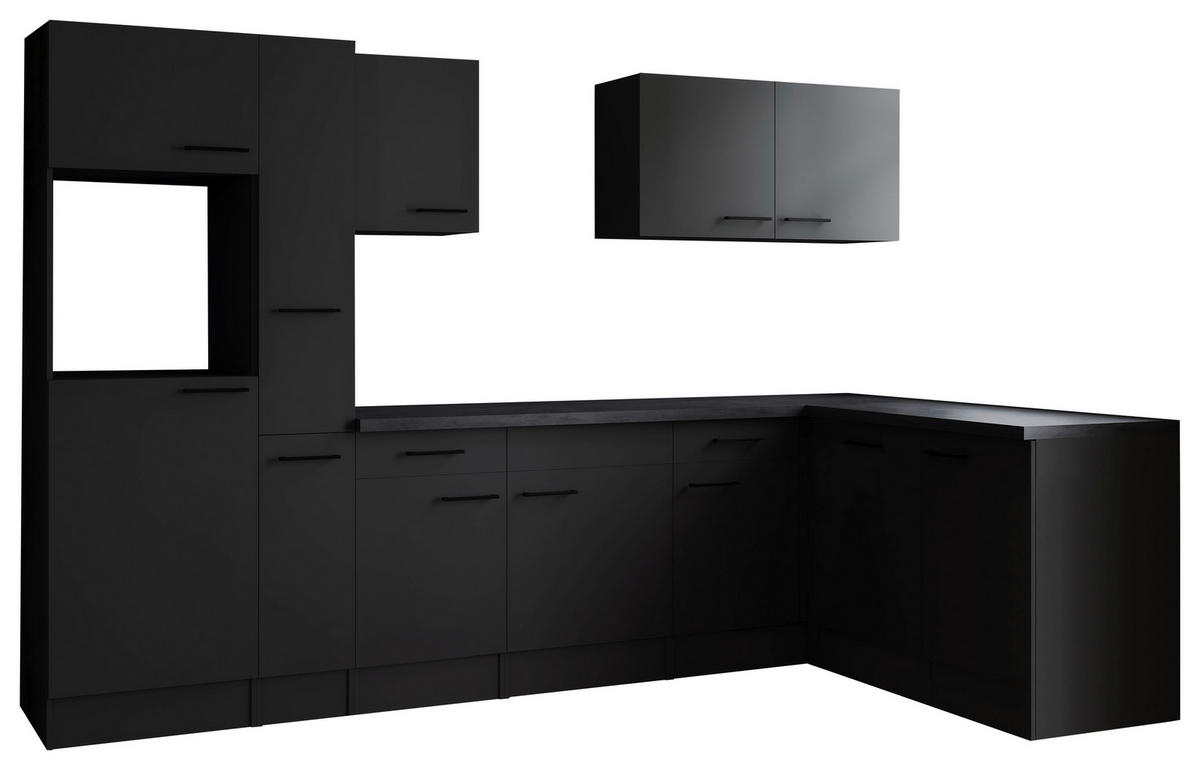 ECKKÜCHE 310/172 cm  in Dunkelgrau  - Dunkelgrau/Schwarz, Design, Holzwerkstoff/Metall (310/172cm) - Respekta