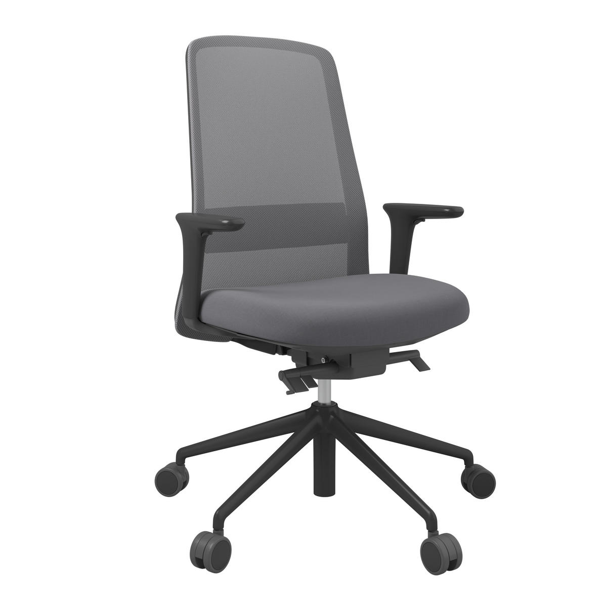 DREHSTUHL Grau, Schwarz, Dunkelgrau  - Dunkelgrau/Schwarz, MODERN, Kunststoff/Textil (70/103-115/70cm)