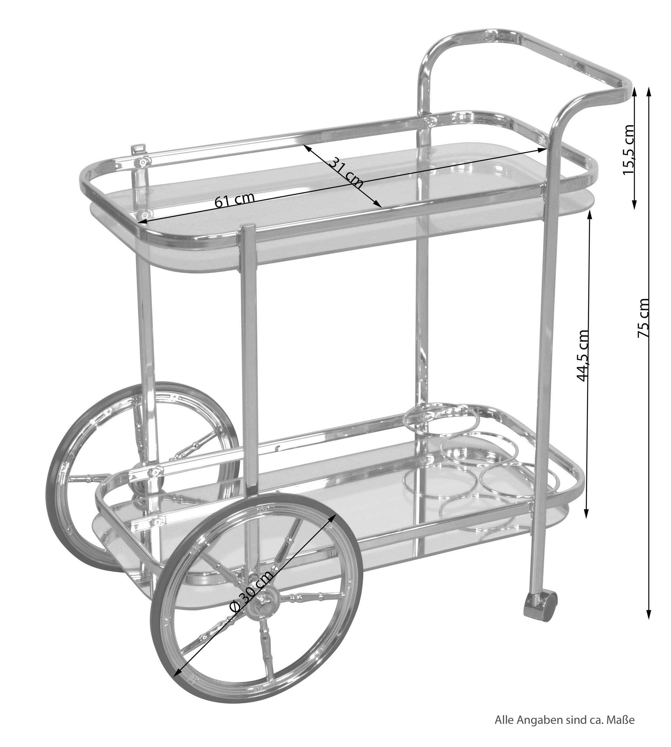 SERVIERWAGEN Messingfarben  - Messingfarben, Design, Glas/Metall (38/73/74cm) - MID.YOU