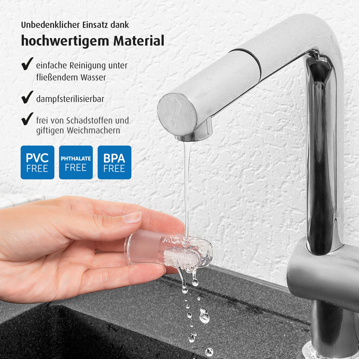 FINGERZAHNBÜRSTE - Transparent, Basics, Kunststoff (2,6/5,5/2,6cm) - Reer
