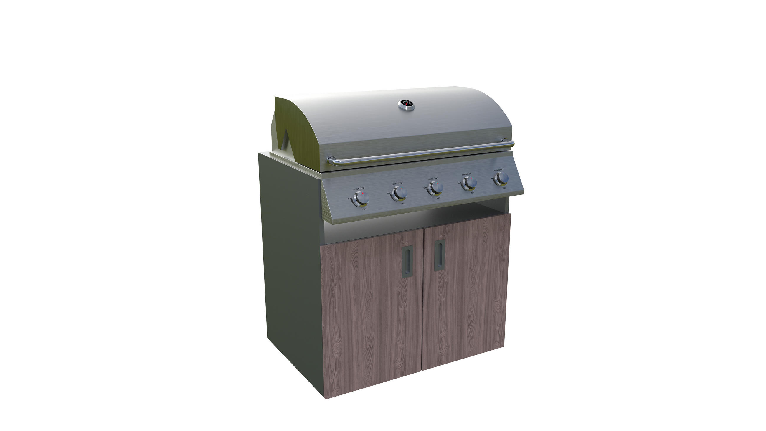 OUTDOORKÜCHENUNTERSCHRANK - Anthrazit/Walnussfarben, Basics, Metall (90/92/63cm)