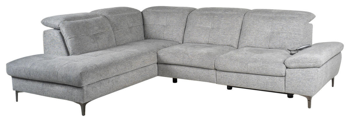 ECKSOFA Grau Webstoff  - Schwarz/Grau, KONVENTIONELL, Textil/Metall (225/288cm) - Carryhome