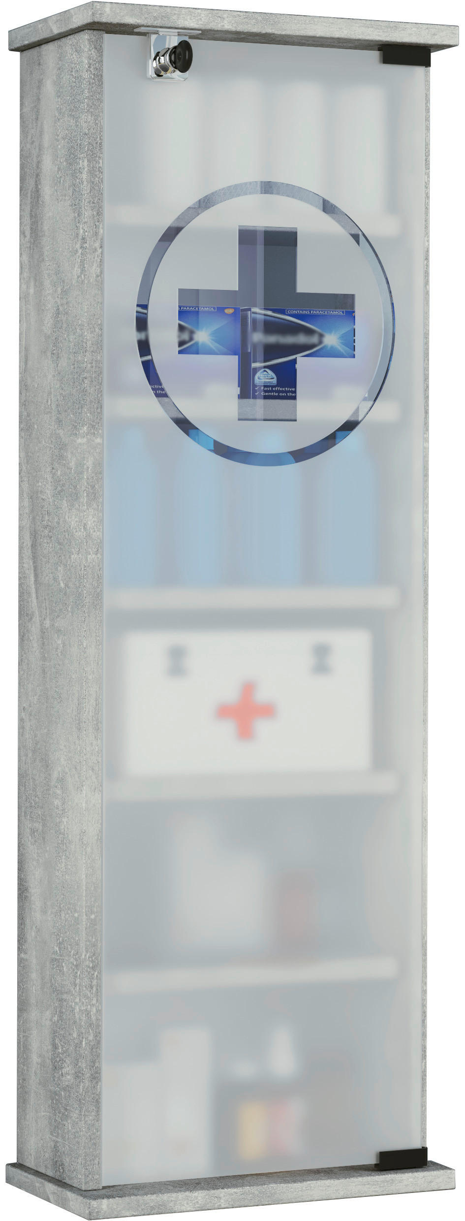 MEDIZINSCHRANK - Grau, Basics, Glas/Holzwerkstoff (31/92/18cm) - MID.YOU