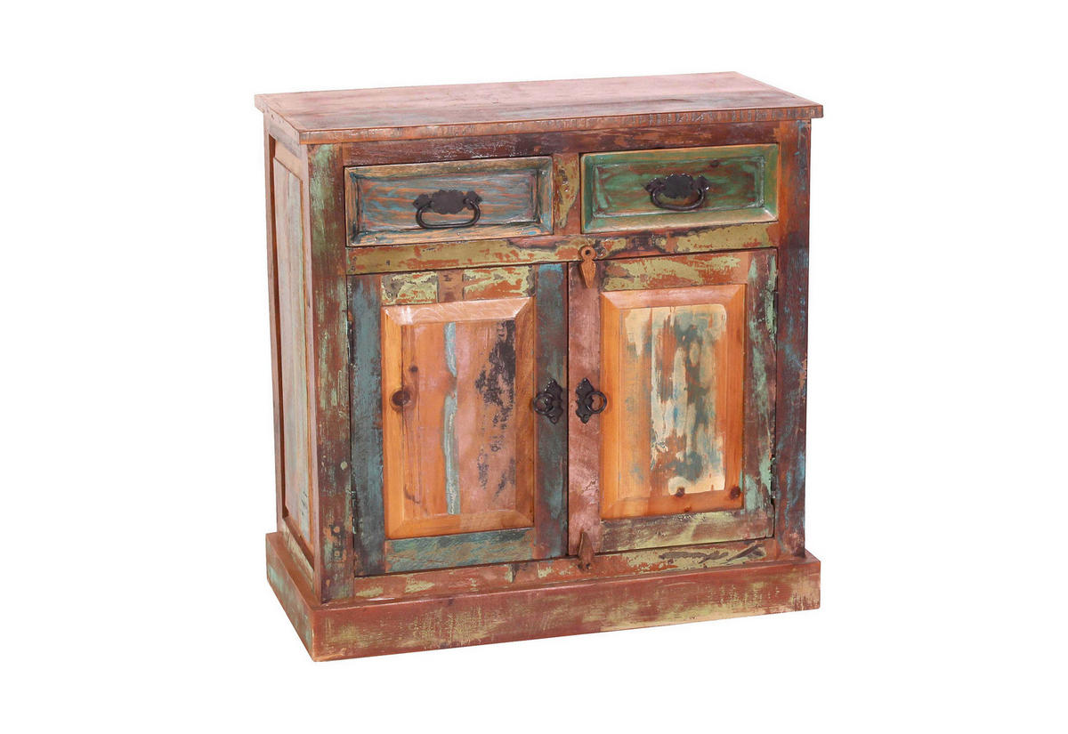 KOMMODE , 80/40/80 cm, 2 Schublade(n)  - Multicolor/Schwarz, Design, Holz/Metall (80/40/80cm) - MID.YOU