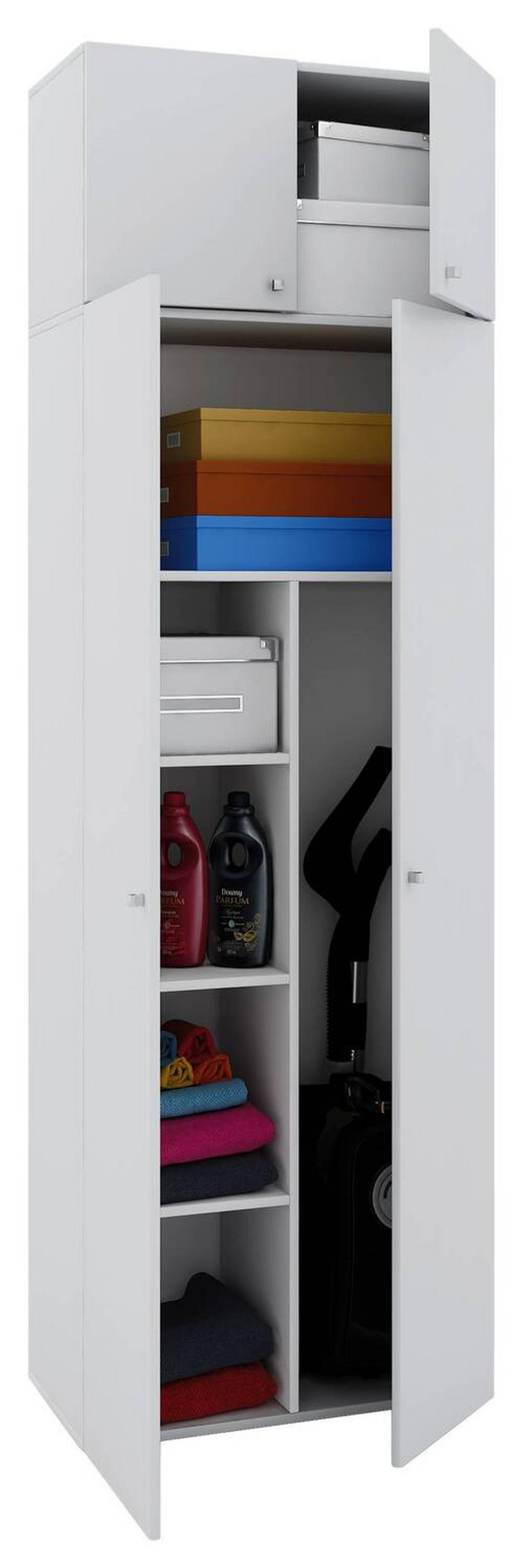 MEHRZWECKSCHRANK 70/218/39 cm  - Weiss/Silberfarben, Modern, Holzwerkstoff/Kunststoff (70/218/39cm) - MID.YOU