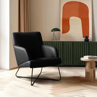 SESSEL in Echtleder Schwarz  - Schwarz, Design, Leder/Metall (67/87/74cm) - Livetastic