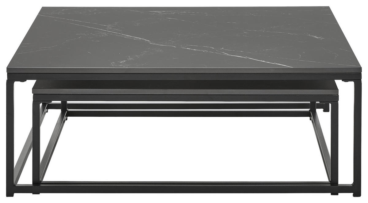 COUCHTISCHSET 75/65/27/22/75/65 cm quadratisch Schwarz  - Schwarz, Design, Keramik/Metall (75/65/27/22/75/65cm) - Livetastic
